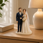 Custom wedding topper displayed as a keepsake on a bedside cabinet
