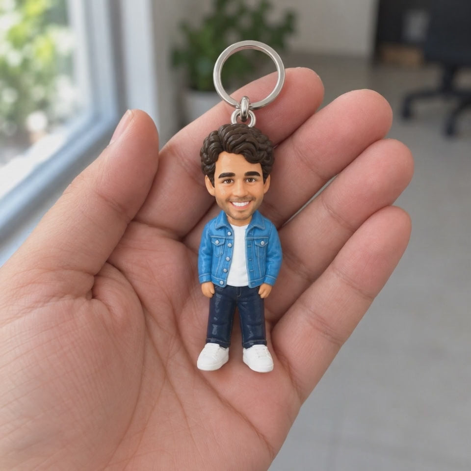 Sample video: Keychain. AI-generated illustration, not footage of a finished print.